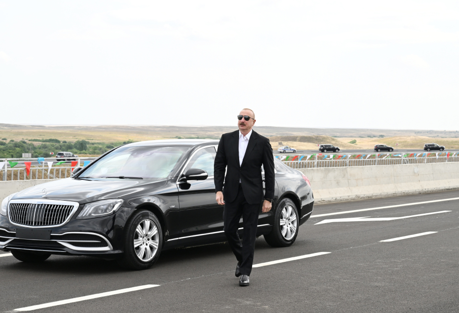 Le président de la République assiste à l’inauguration de la route Ahmadbeyli-Fuzouli-Choucha VIDEO