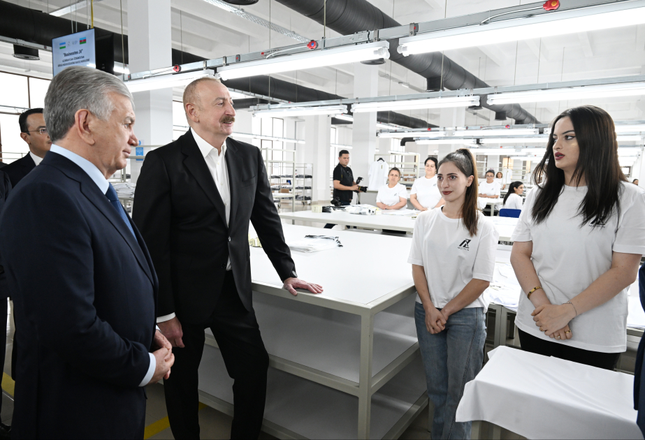 Presidents of Azerbaijan and Uzbekistan reviewed operations of Businesstex JV sewing factory in Khankendi VIDEO
