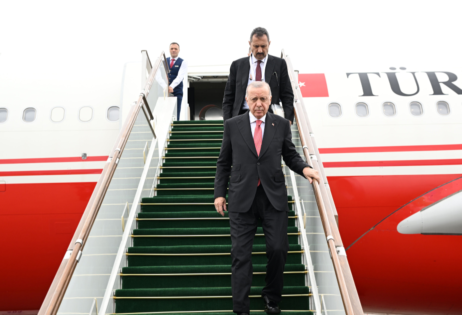 President of Türkiye Recep Tayyip Erdoğan arrives in Azerbaijan