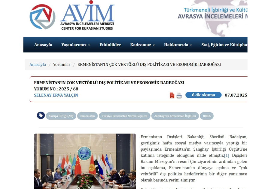 Türkiyəli ekspert: Ermənistan Azərbaycanın ədalətli və əsaslı tələblərinə qulaq asmalıdır