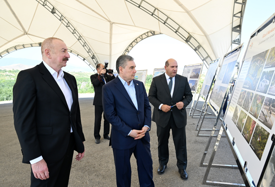 Ilham Aliyev und Gurbanguly Berdimuhamedov besuchen zerstörte Gebiete in der Stadt Füsuli VIDEO
