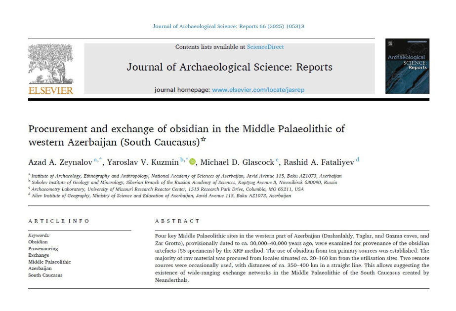 Azərbaycanda neandertallar obsidianı 10 müxtəlif yataqdan əldə ediblər - ARAŞDIRMA