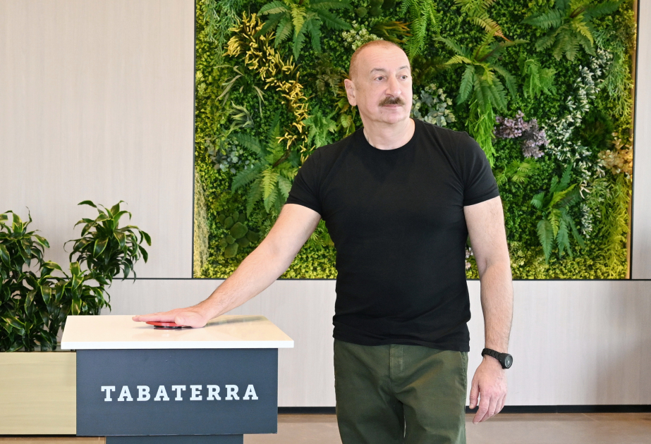 伊利哈姆·阿利耶夫总统出席阿格达姆工业园烟草制造厂开工仪式