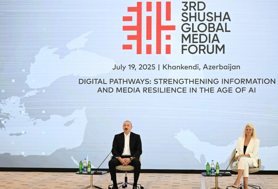 Rencontre avec les participants au 3ème Global Media Forum de Choucha  Le président Ilham Aliyev a participé à la rencontre MIS A JOUR-2 VIDEO