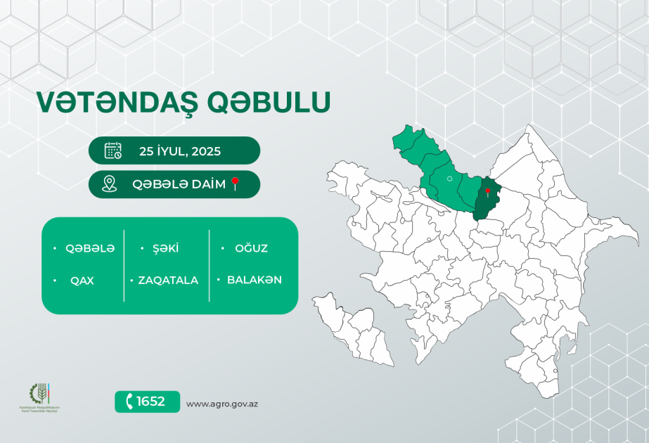 Kənd təsərrüfatı naziri Qəbələdə vətəndaşların müraciətlərini dinləyəcək