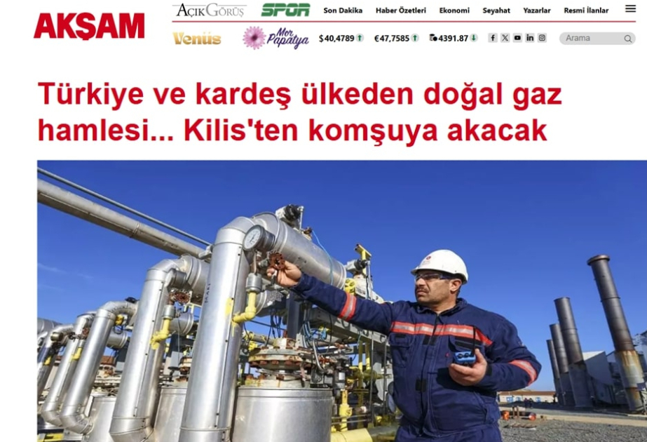 Periódico “Akşam”: Los suministros de gas azerbaiyano a Siria comenzarán el 1 de agosto a través de Kilis