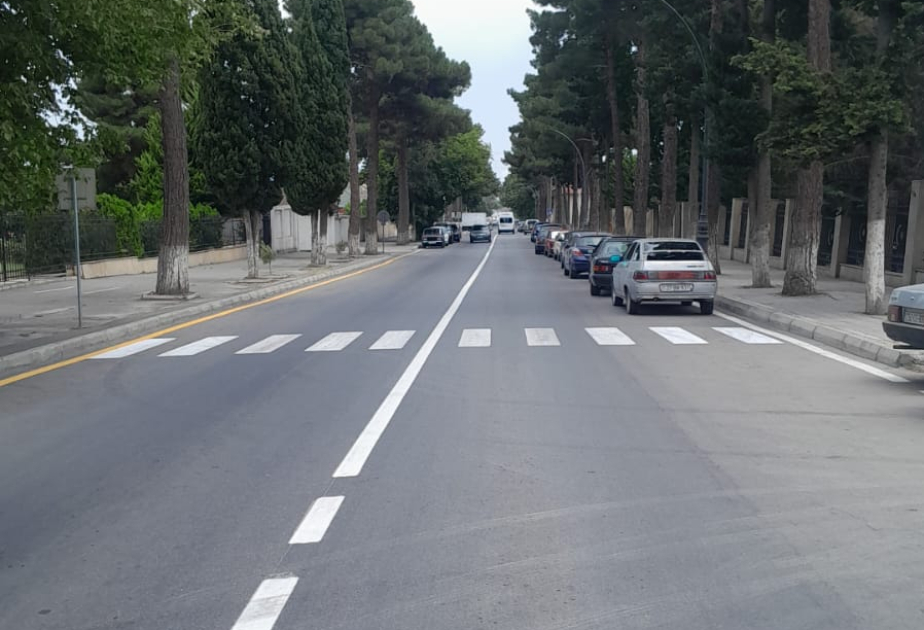 Xaçmaz şəhərində yol nişanlanma işləri davam etdirilir