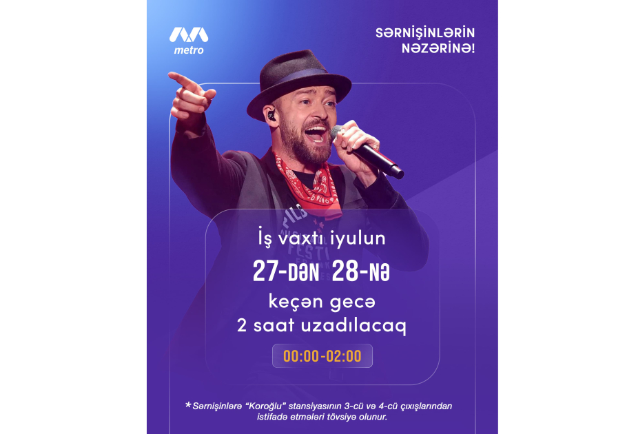 İlin ən irimiqyaslı musiqi gecəsində qatarların hərəkət vaxtı uzadılacaq
