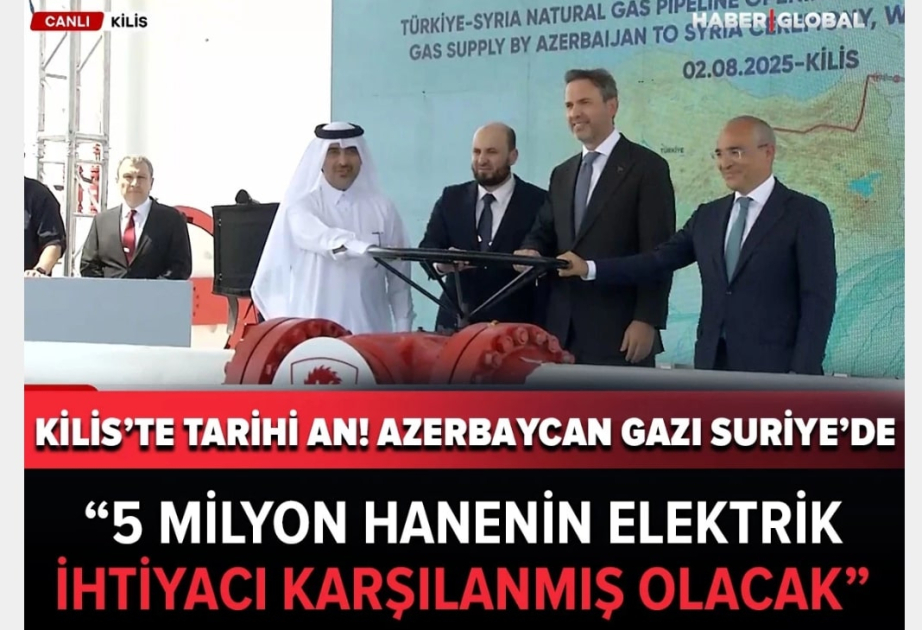 Türkiyə və Şimali Kipr mediası Azərbaycan qazının Suriyaya nəqlinə başlanması mərasimini geniş işıqlandırıb