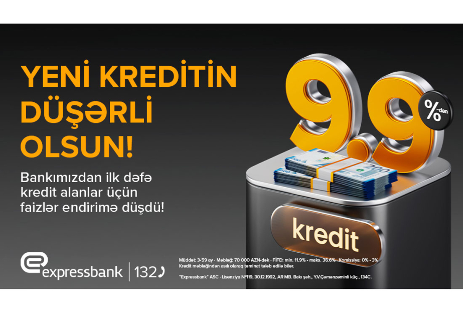 ®  Bu bankda kredit faizləri endi – illik 9.9 faizdən!