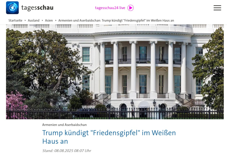 German media highlights upcoming meeting between leaders of Azerbaijan and Armenia in Washington