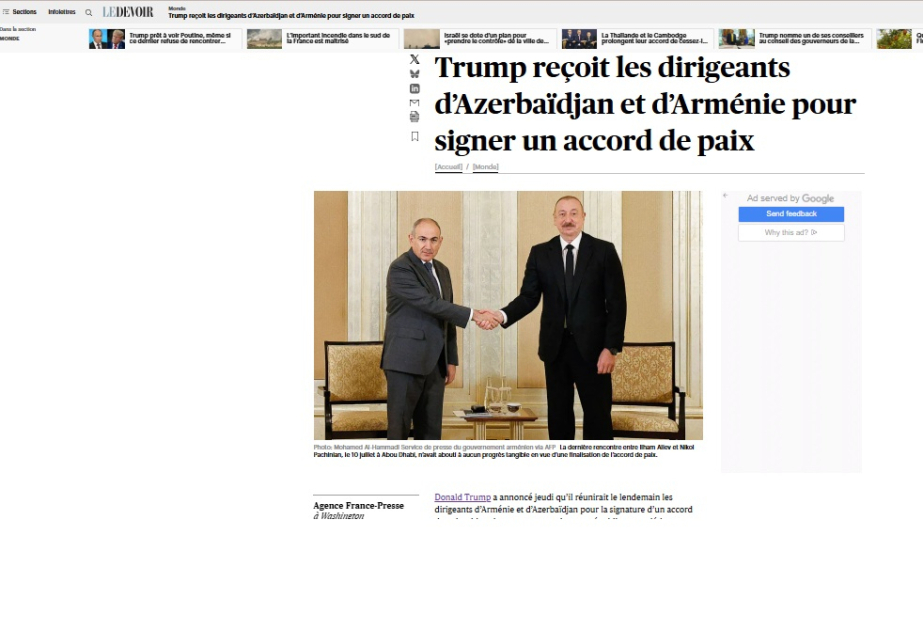 French press covers upcoming meeting between Azerbaijani and Armenian leaders with U.S. President