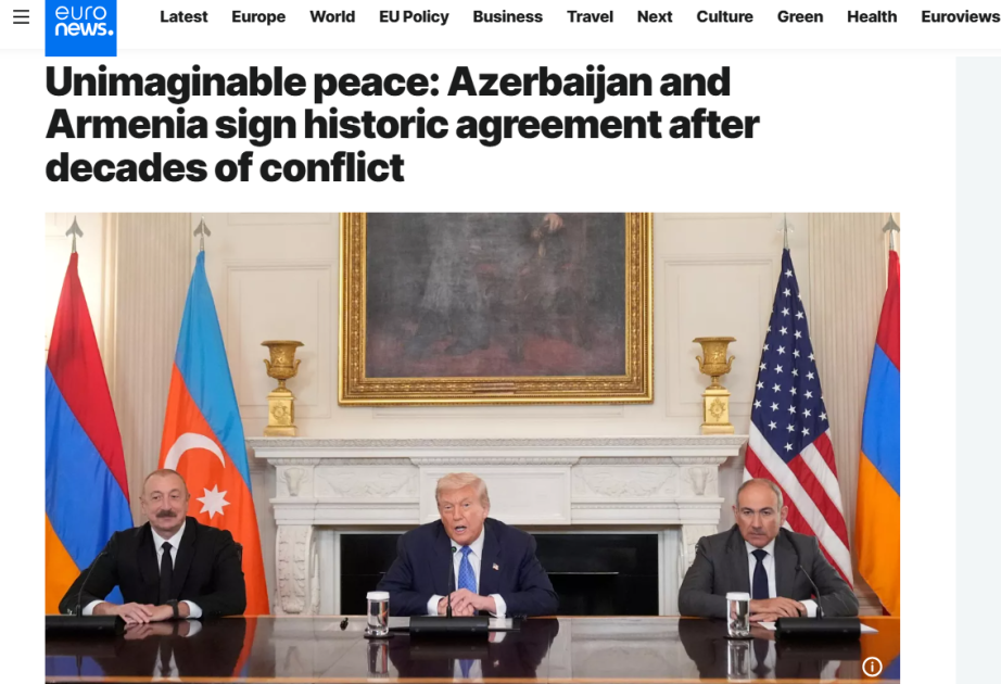 Global media widely covers meeting between Azerbaijani, Armenian leaders and U.S. President