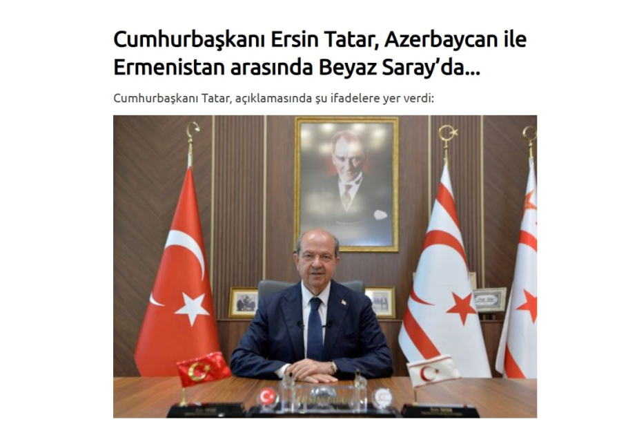 Ersin Tatar sülh yolunda atılan tarixi addıma görə Prezident İlham Əliyevi təbrik edib