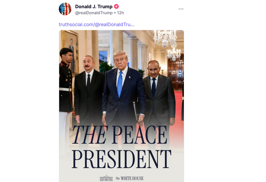 Trump shares over 20 posts on social media about Azerbaijan and Armenia