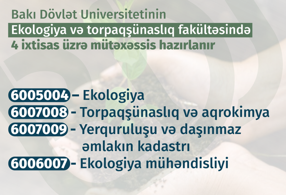 BDU-nun Ekologiya və torpaqşünaslıq fakültəsini seçmək istəyən abituriyentlərin diqqətinə