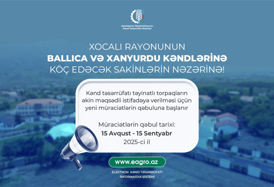 Xocalı sakinlərinə torpaqların əkin məqsədli istifadəyə verilməsi üçün müraciətlərin qəbulu davam edir