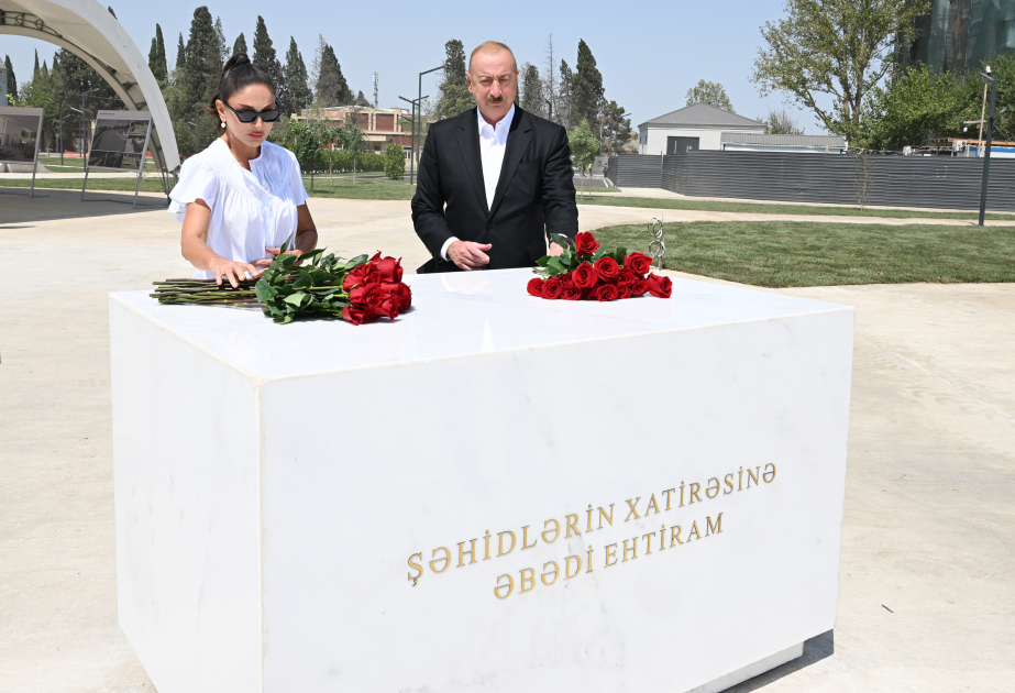 President Ilham Aliyev and First Lady Mehriban Aliyeva reviewed construction work at Ganja Memorial Complex VIDEO