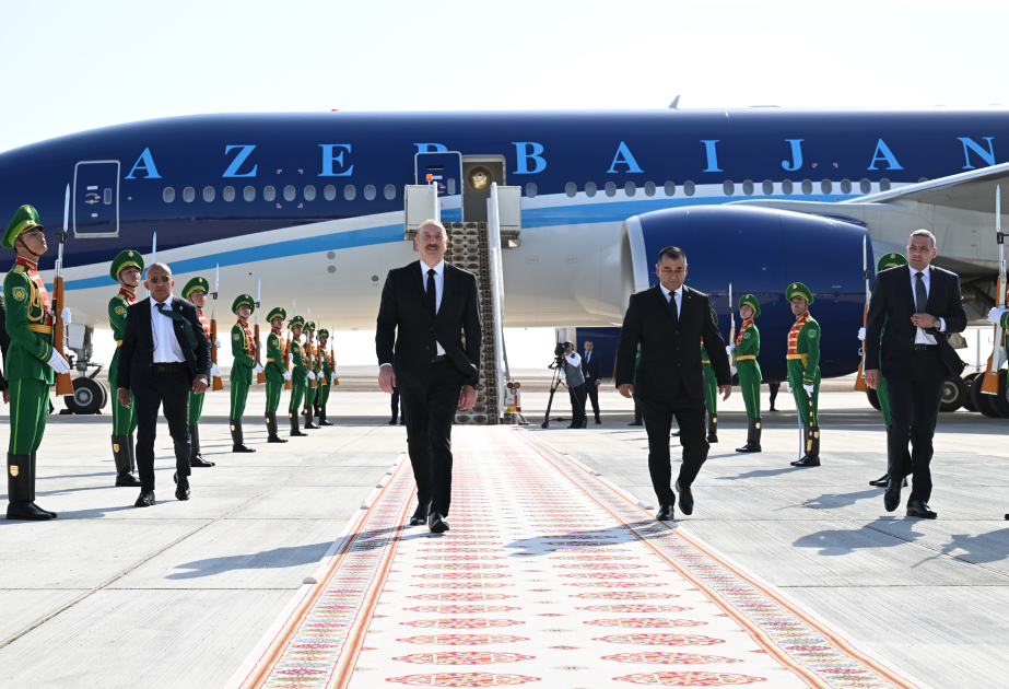 President of Azerbaijan Ilham Aliyev arrived in Turkmenistan on a working visit VIDEO