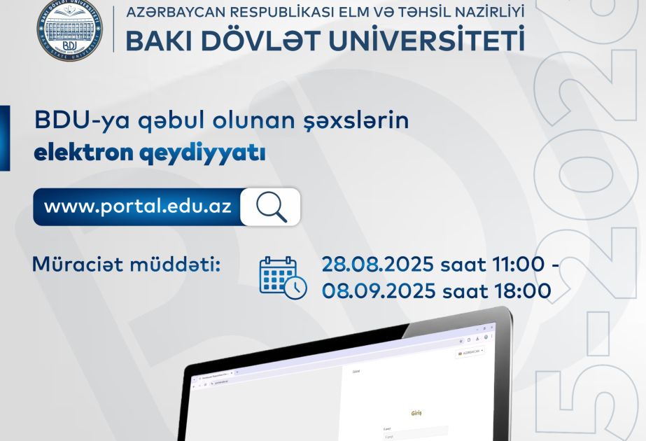 Avqustun 28-də BDU-ya qəbul olunanların qeydiyyatına start veriləcək