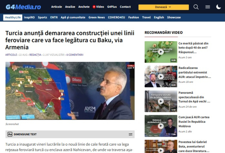 Romanian media: Türkiye launches construction of railway connection with Baku - Zangezur corridor is being realized