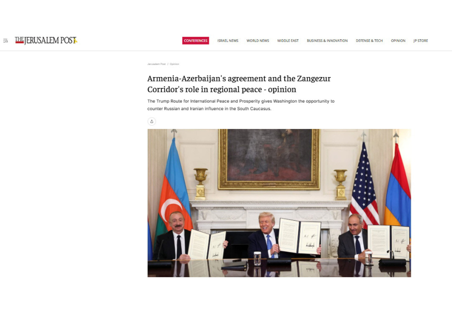 The Jerusalem Post posts on Washington meeting and the Zangezur corridor