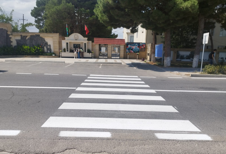 Şabran şəhərində yol nişanlanma işləri həyata keçirilib