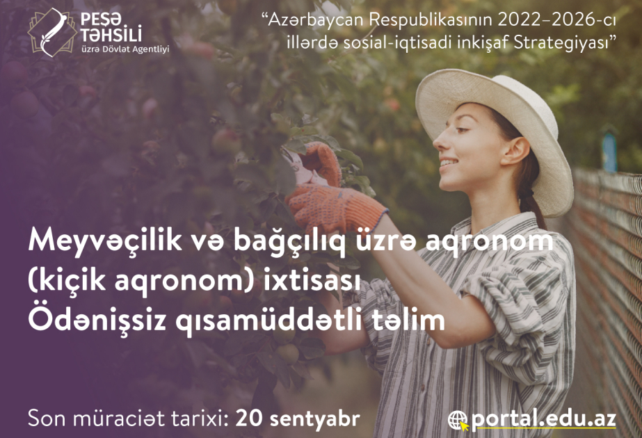 Meyvəçilik və bağçılıq üzrə aqronom ixtisasına dair təlimə qeydiyyat başlanıb