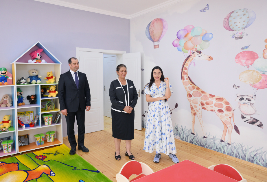 盖达尔·阿利耶夫基金会副主席莱拉·阿利耶娃出席沙马基托儿所和幼儿园开园典礼