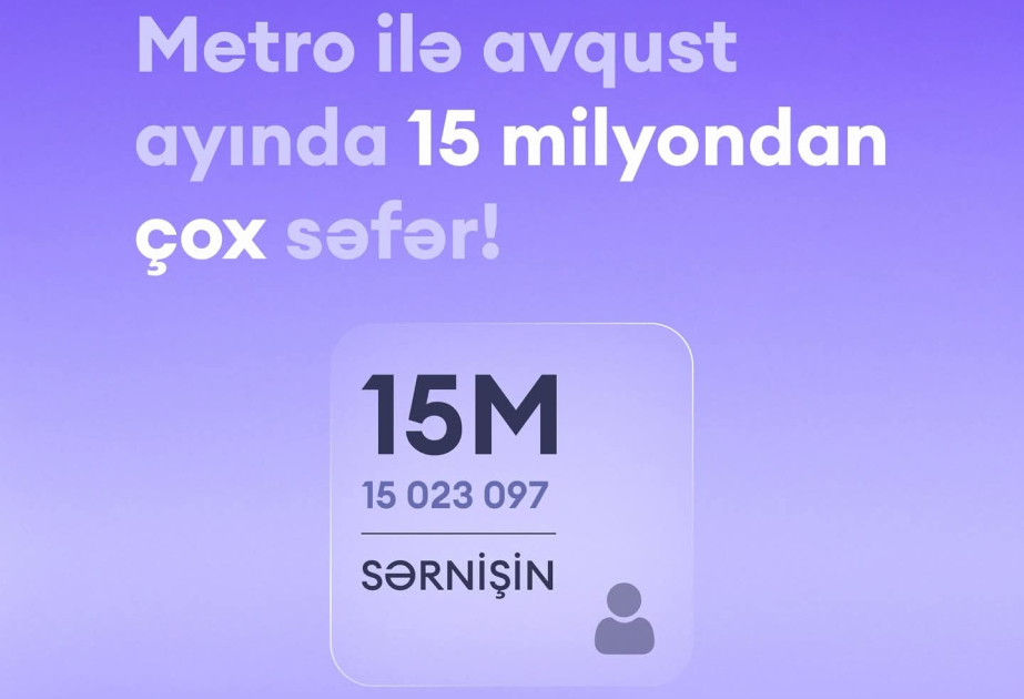 Ötən ay Bakı metrosu 15 milyondan çox sərnişinə xidmət göstərib