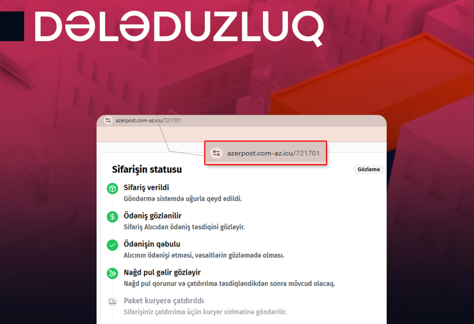 "Azərpoçt" adından vətəndaşlara saxta mesajlar göndərilir