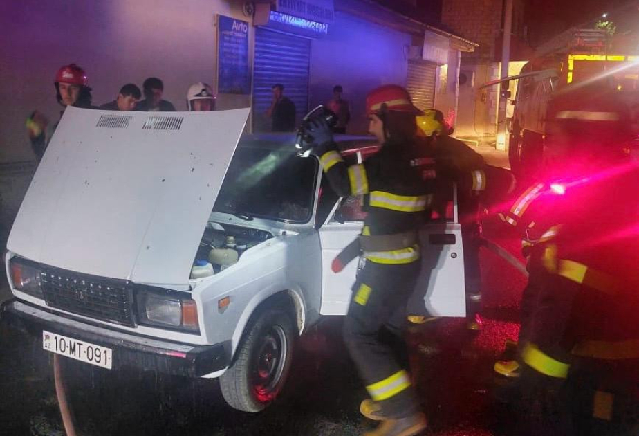 Şəmkirdə VAZ markalı avtomobil yanıb