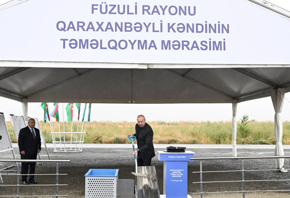 President Ilham Aliyev laid foundation stone for new Garakhanbeyli village in Fuzuli district VIDEO