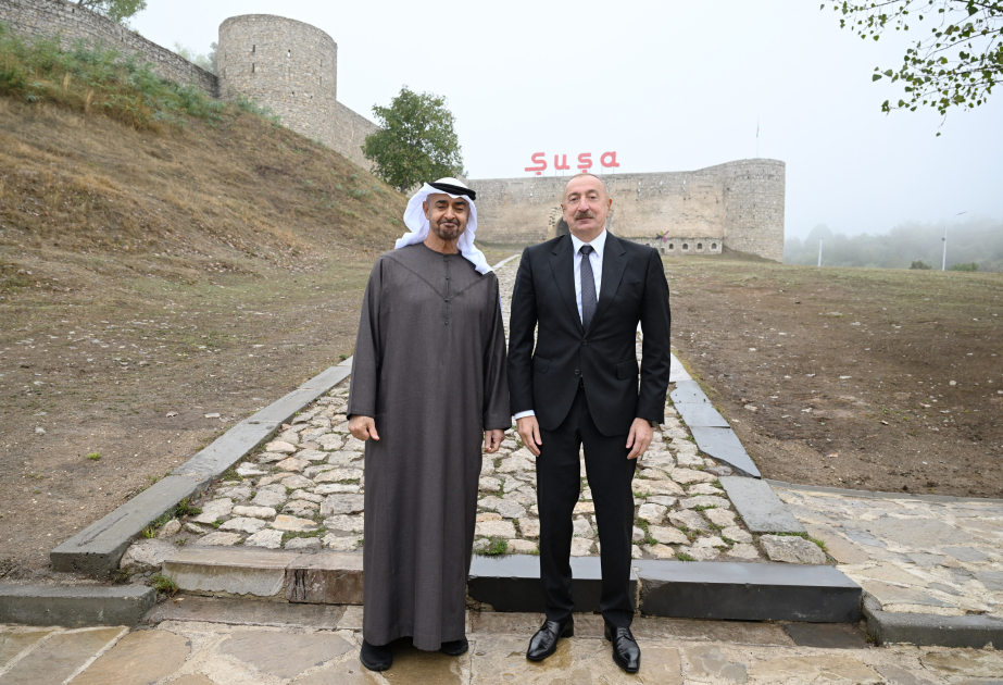 Presidents of Azerbaijan and the United Arab Emirates photographed in front of Shusha Fortress VIDEO