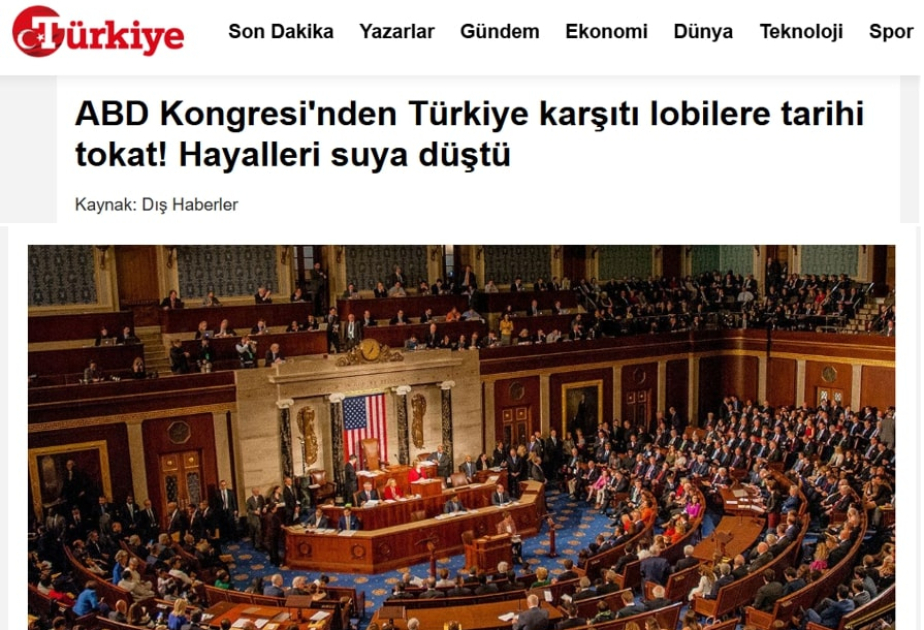 Газета Türkiye: Происки армянского лобби натолкнулись на неприятие в Конгрессе США