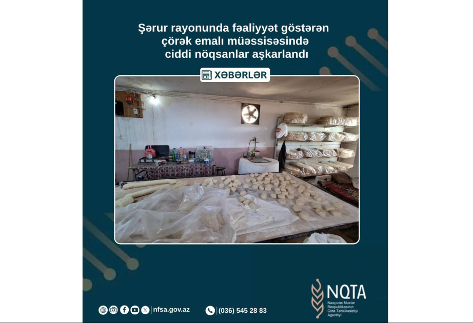 Şərurda çörək emalı müəssisəsində nöqsanlar aşkarlanıb