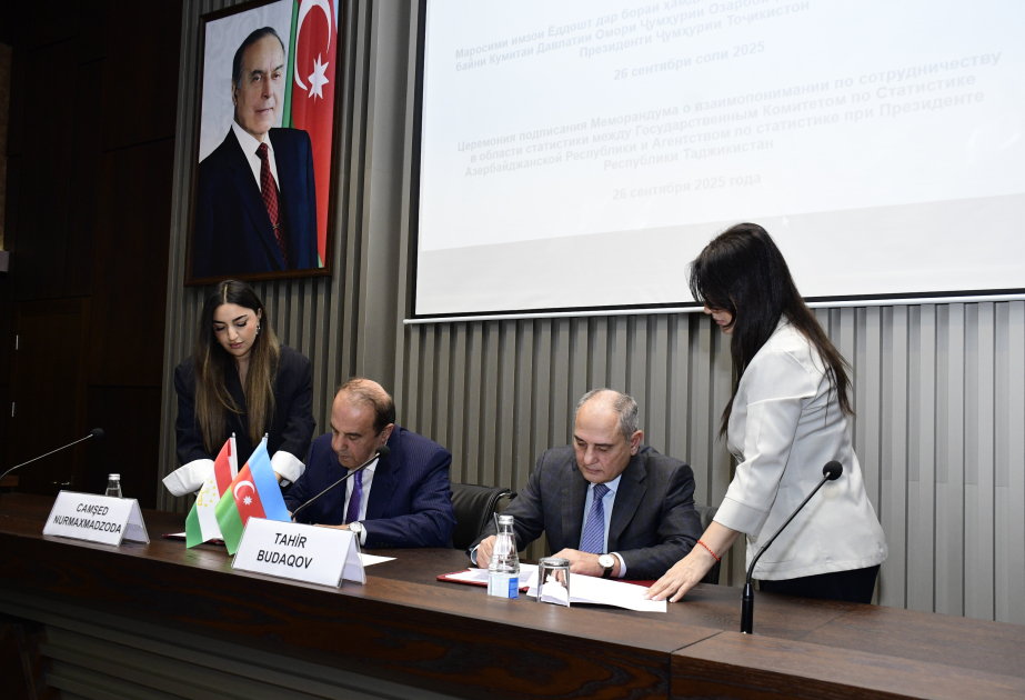 Dövlət Statistika Komitəsi ilə Tacikistan Respublikasının Prezidenti yanında Statistika Agentliyi arasında Anlaşma Memorandumu imzalanıb