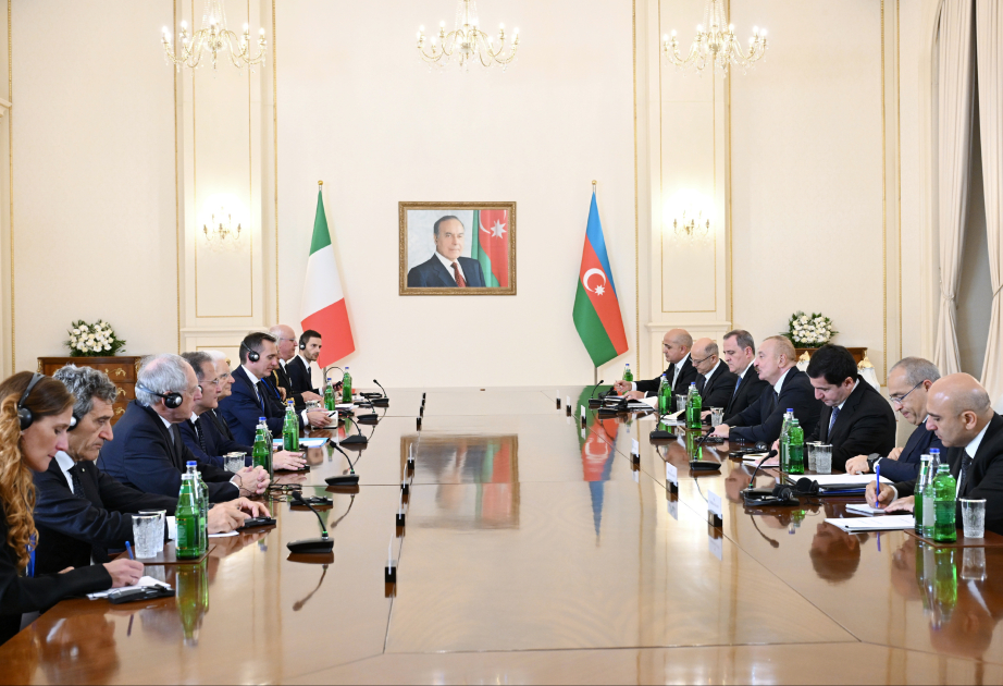 Azərbaycan Prezidenti İlham Əliyevin İtaliya Prezidenti Sercio Mattarella ilə geniş tərkibdə görüşü olub YENİLƏNİB-3 VİDEO