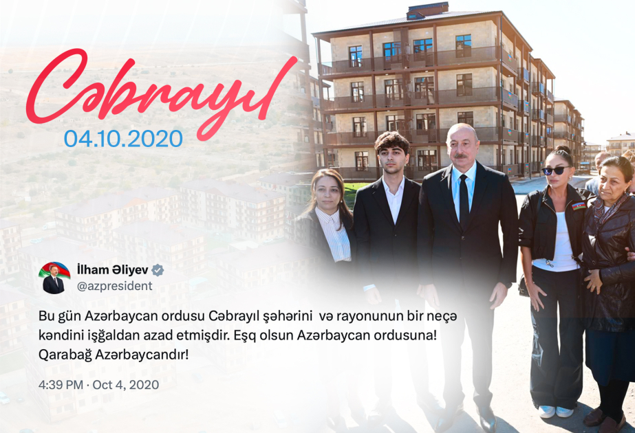 Präsident Ilham Aliyev veröffentlicht Beitrag zum fünften Jahrestag der Befreiung der Stadt Jabrayil VIDEO