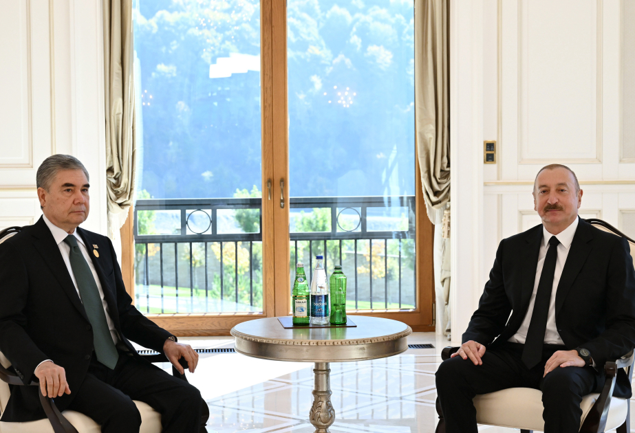 阿塞拜疆总统伊利哈姆·阿利耶夫在盖贝莱会见土库曼斯坦人民委员会主席