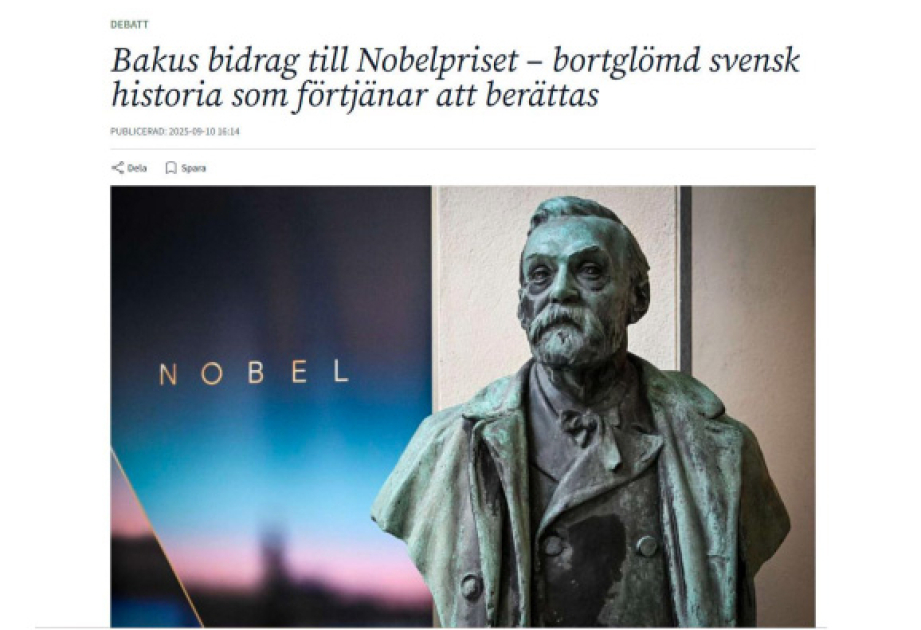 Karlskoga Tidning-Kuriren publishes article on contribution of Baku oil to Nobel Prize