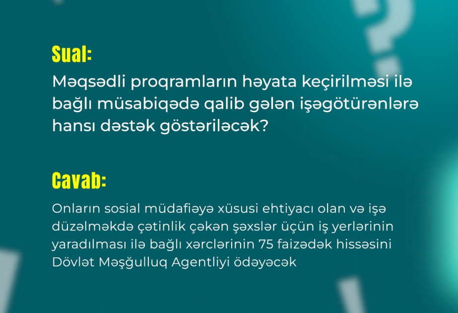 Məqsədli proqramların həyata keçirilməsi ilə bağlı işəgötürənlər üçün müsabiqə elan edilir