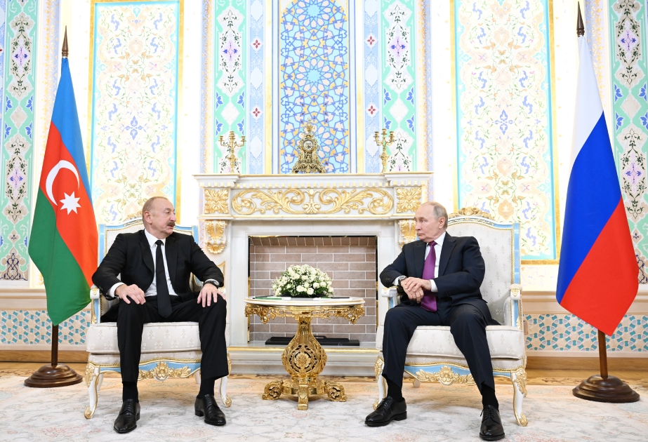 President of Azerbaijan Ilham Aliyev held one-on-one meeting with President of Russia Vladimir Putin in Dushanbe VIDEO