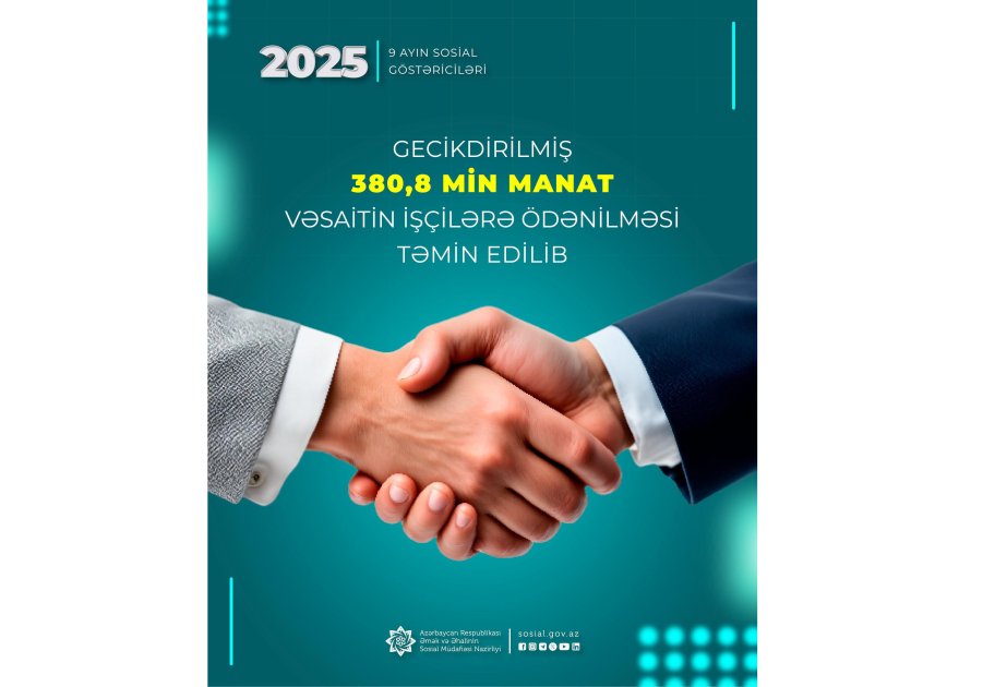 Nazirlik: Gecikdirilmiş 380,8 min manat vəsaitin işçilərə ödənilməsi təmin olunub