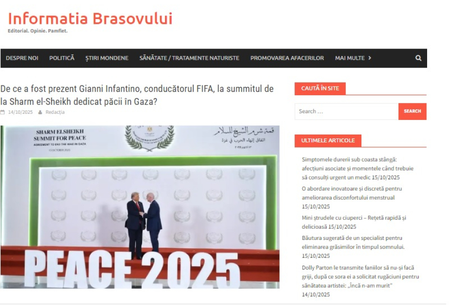 Rumıniya nəşri: Sülh sammitində FIFA prezidentinin iştirak etməsinin səbəbi nədir?