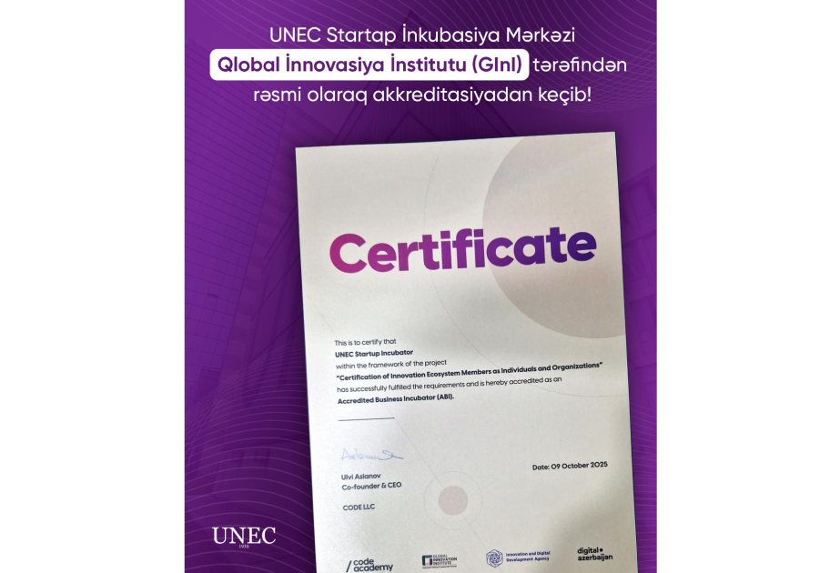 UNEC Startup Incubation Center earns accreditation from Global Innovation Institute
