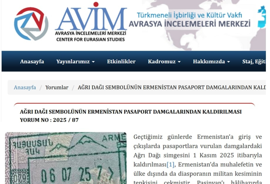 Türkiyəli ekspert: Ermənistanın Türkiyəyə qarşı ərazi iddialarının hər hansı şəkildə xatırladılması yolverilməzdir