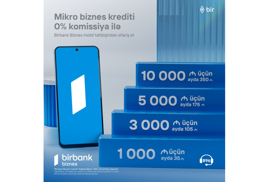 ®  Birbank Biznes offering small business owners loans on favorable terms – 10,000 AZN for just 350 AZN per month