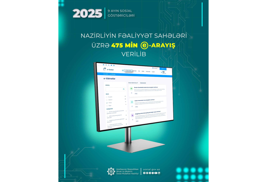 Nazirlik: Son 9 ayda 475 min elektron arayış verilib