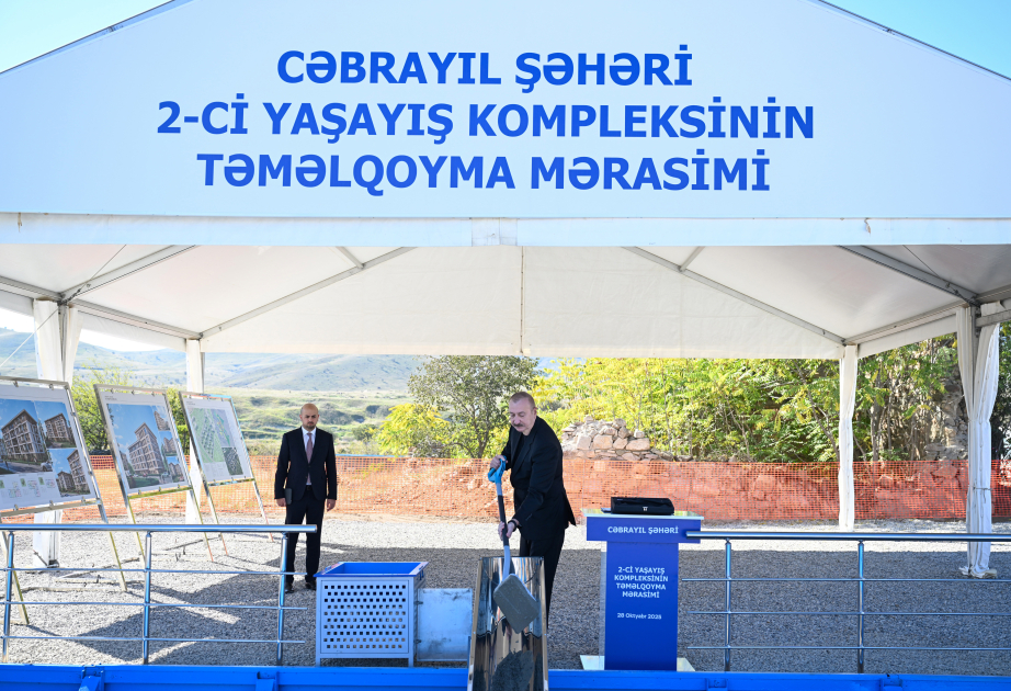 Cəbrayıl şəhərində ikinci və üçüncü yaşayış komplekslərinin təməli qoyulub VİDEO